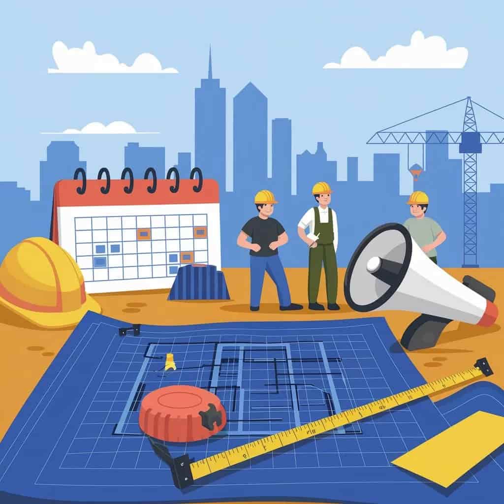 Subcontractor management at a construction site.